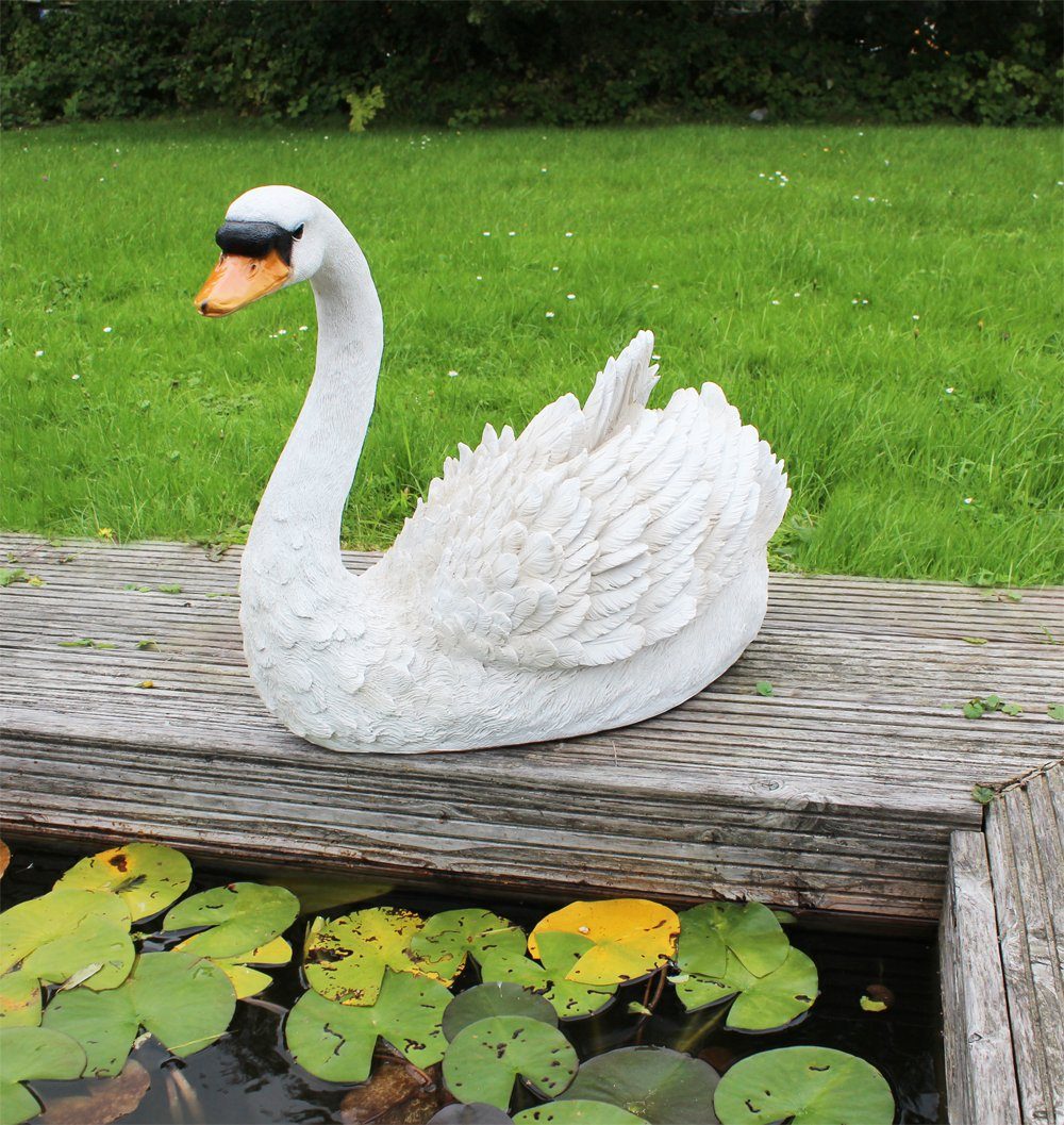 Tierfigur Schwan Lebensgroß, Gartendeko Dekofigur xxl Arnusa (1 St), weißer Gartenfigur