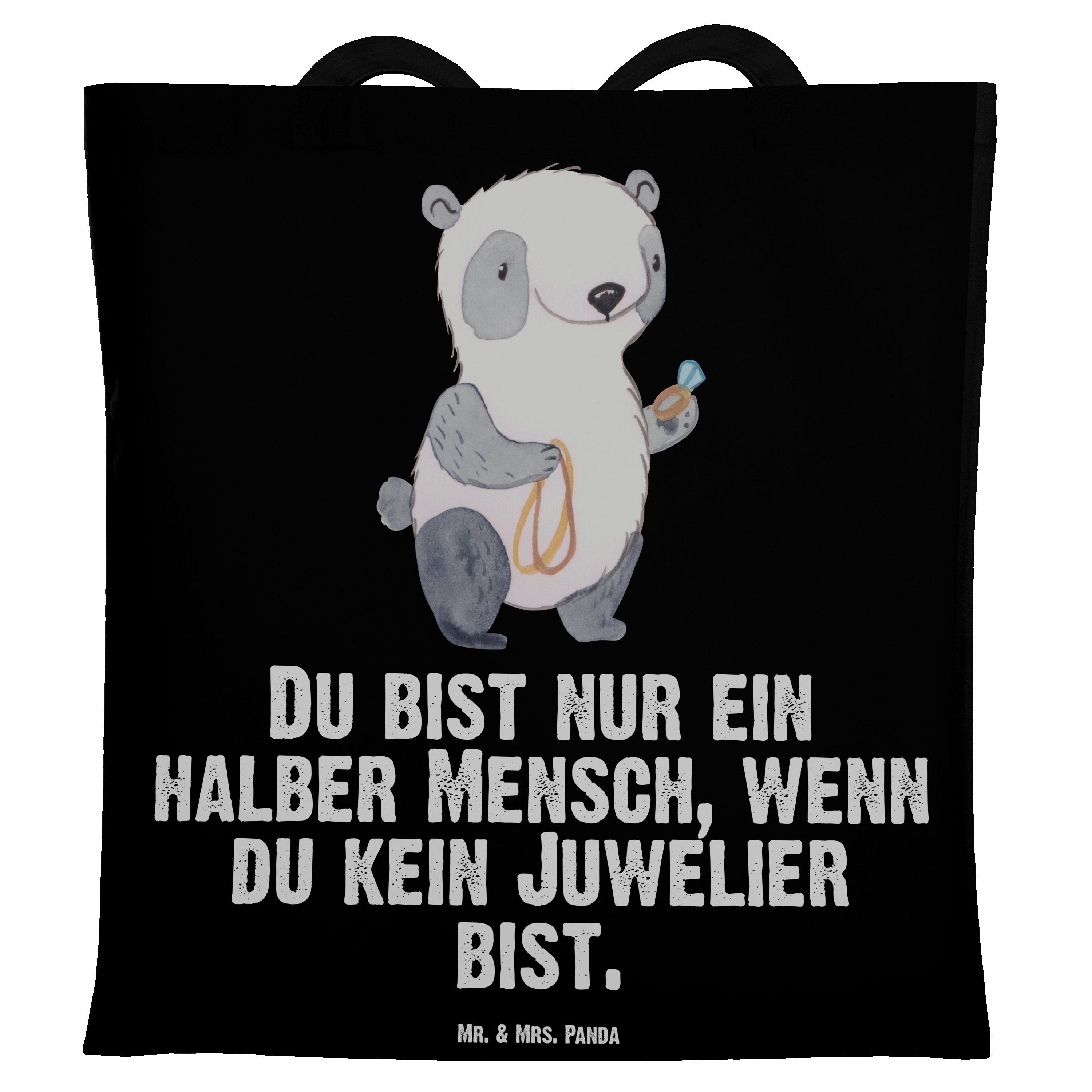& mit Panda Mr. Ein Schmuckgeschenk, Schwarz Geschenk, Mrs. - (1-tlg) Herz - Juwelier Kollege, Tragetasche