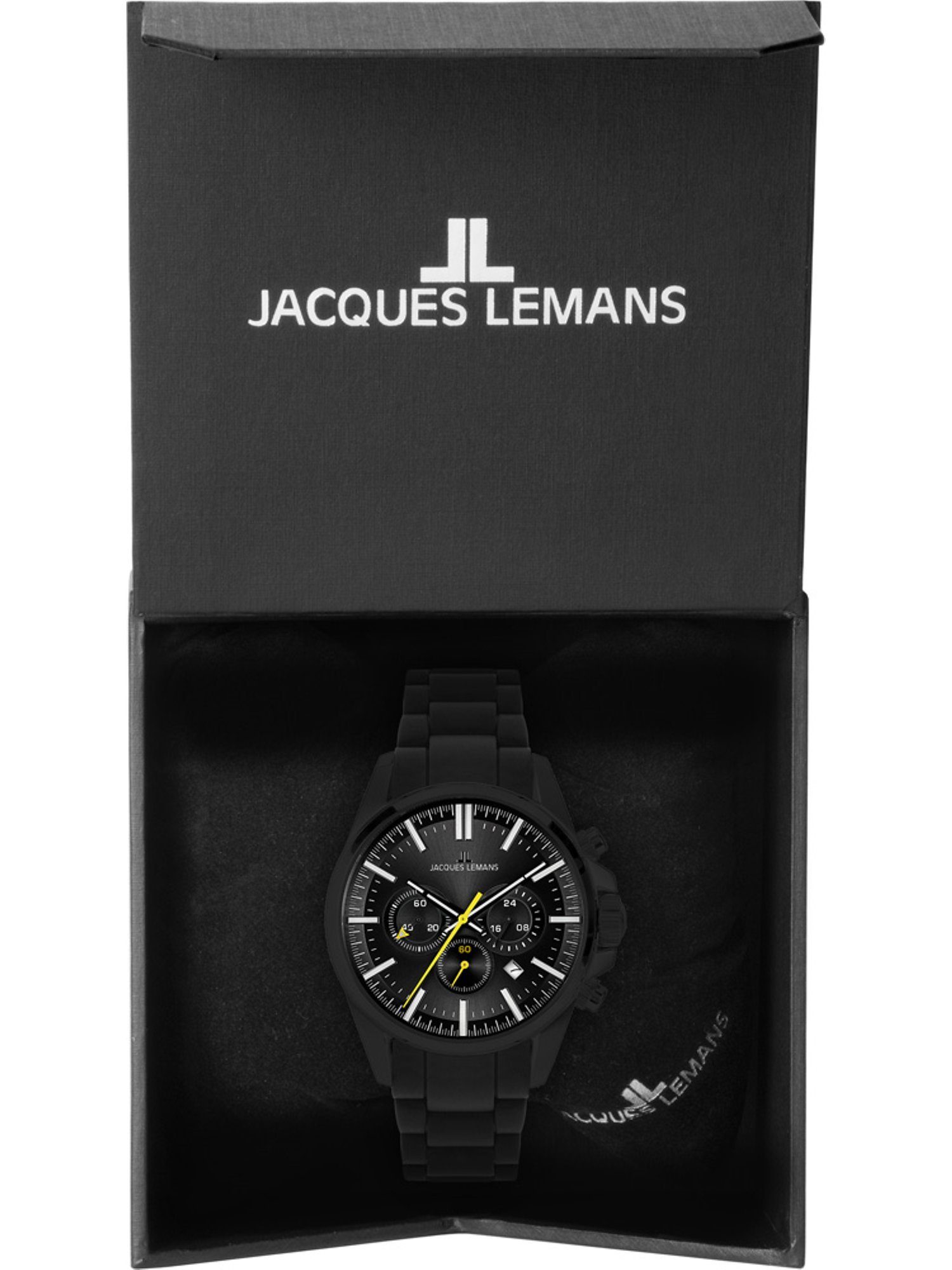 Jacques Lemans Chronograph Jacques Lemans Herren-Uhren Quarz, Klassikuhr Analog schwarz