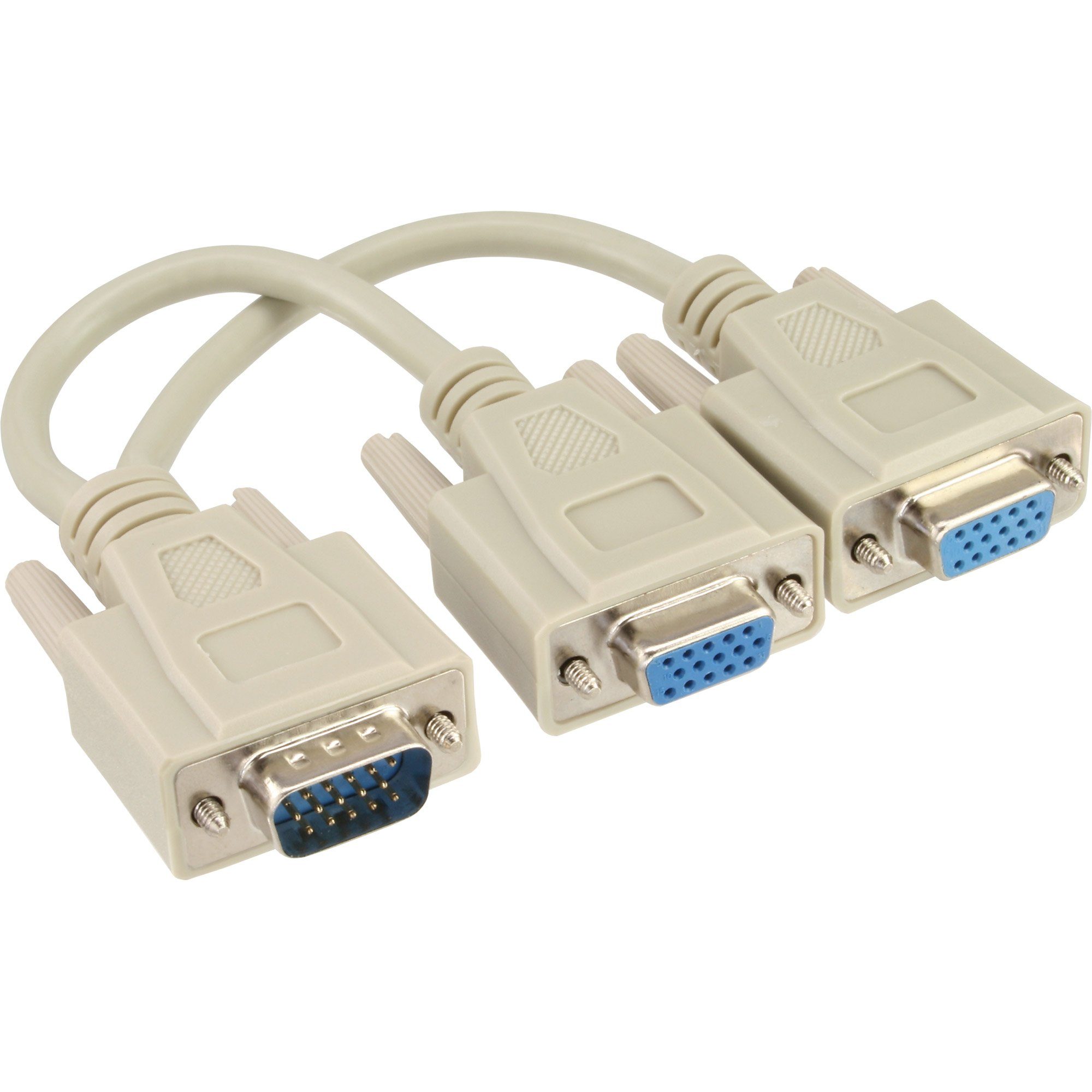 InLine® VGA Y-Adapterkabel, VGA Stecker auf 2x VGA Buchse Computer-Kabel