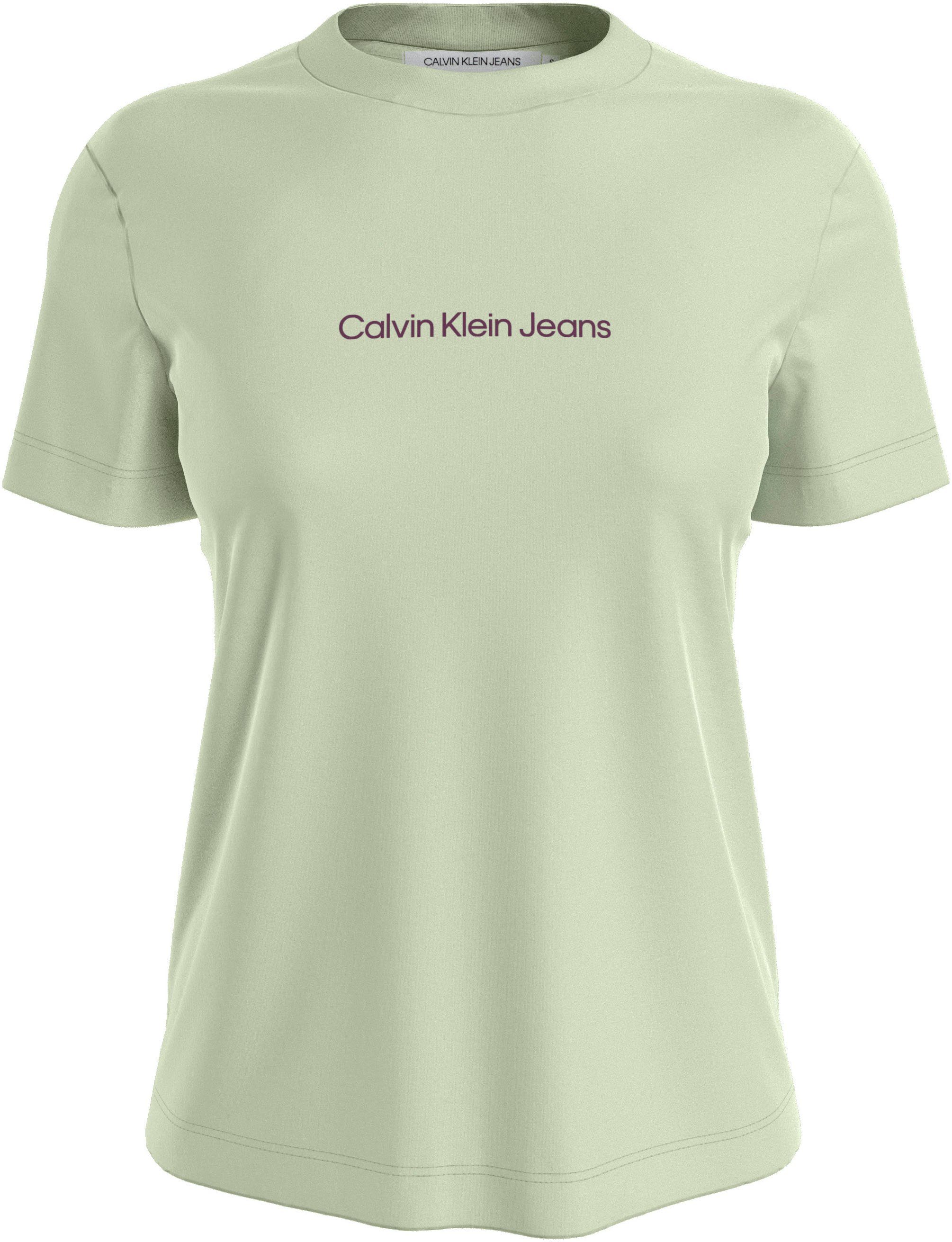 Calvin Klein Jeans T-Shirt Markenlabel INSTITUTIONAL mit STRAIGHT Amaranth Canary Green / TEE