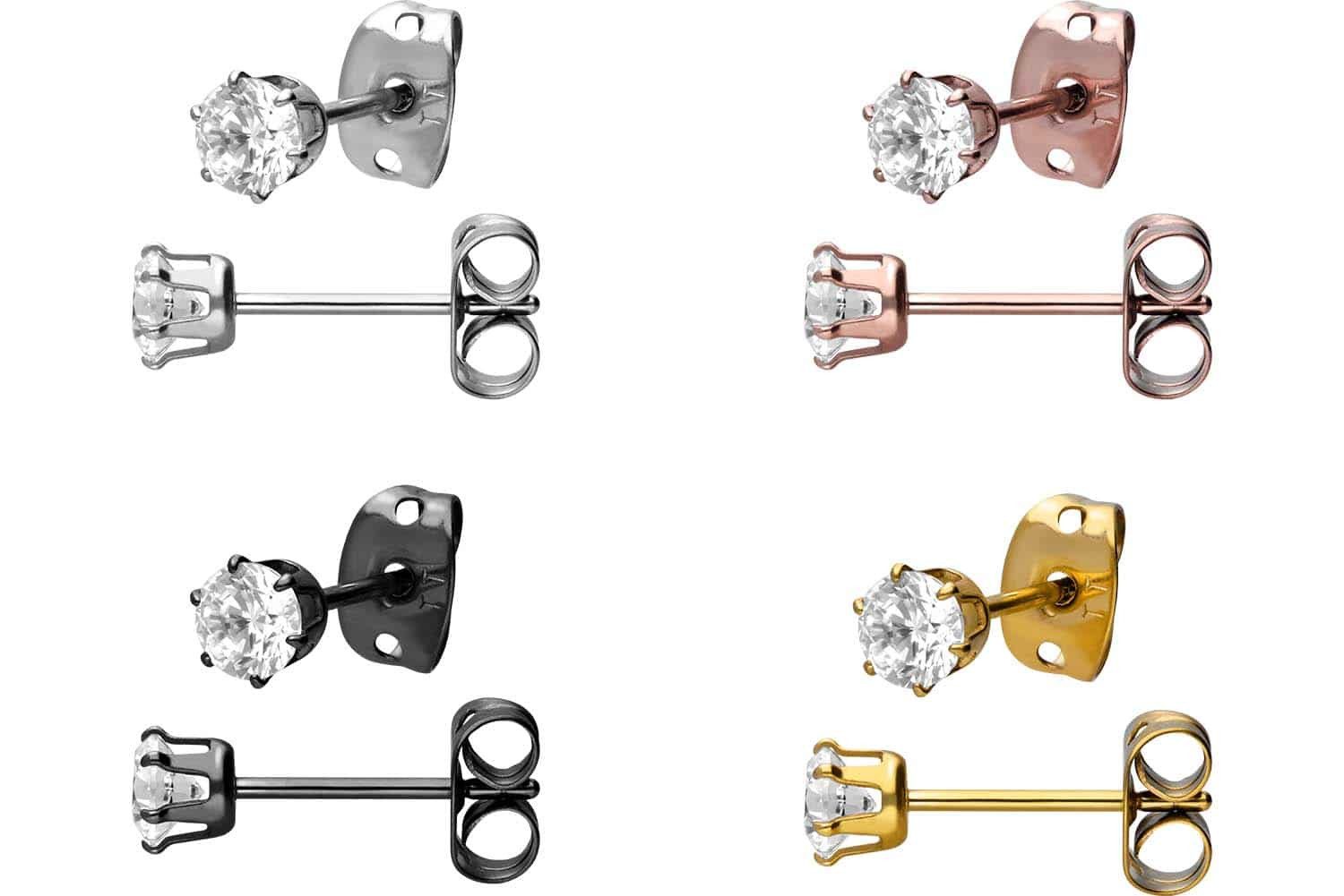 FILANGO Paar Ohrstecker Titan Ohrstecker EINGEFASSTER KRISTALL (Ohrstecker, 1-tlg)