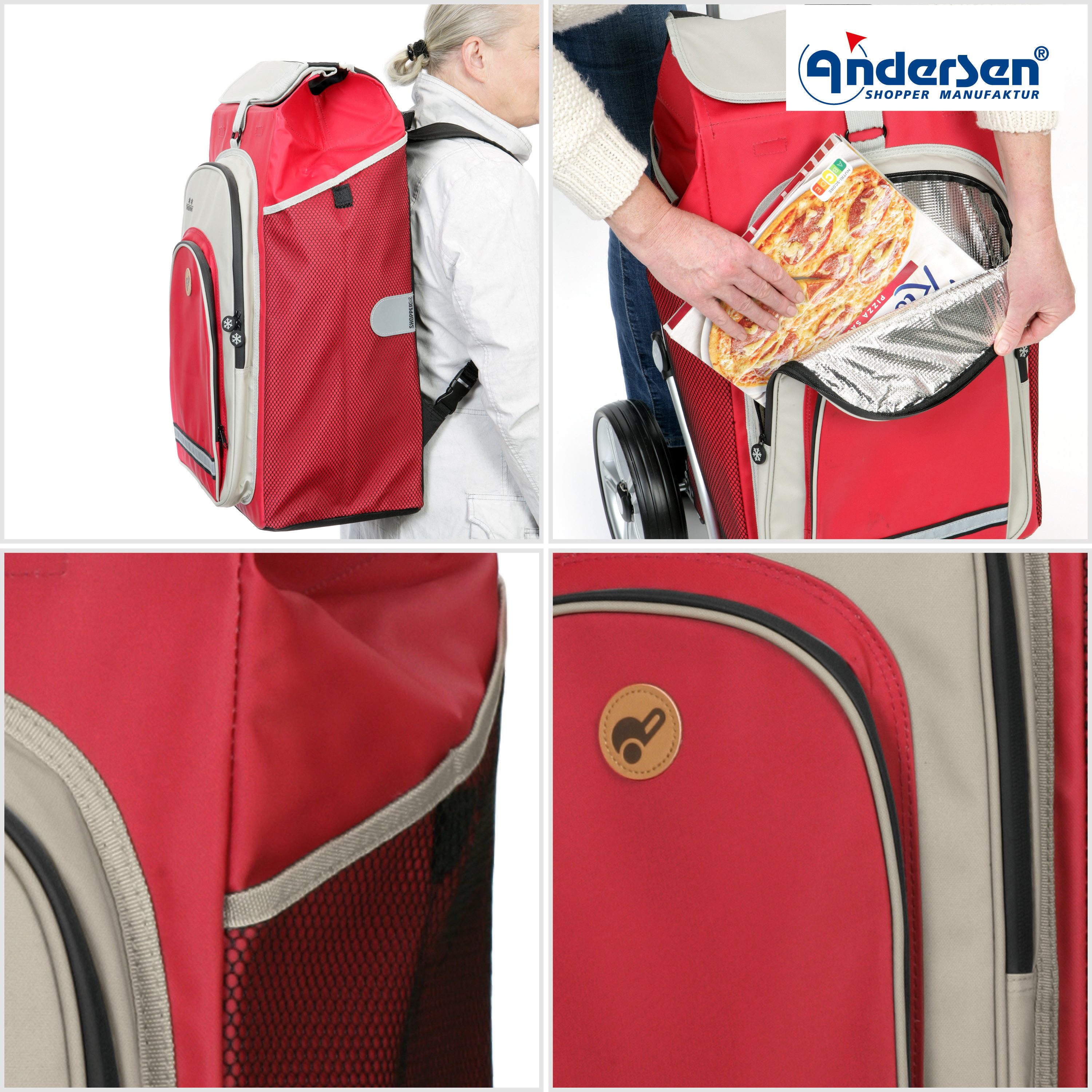 Andersen Einkaufstrolley Tasche Hydro 2.1 rot, Thermofach 8 Liter, wasserabweisend