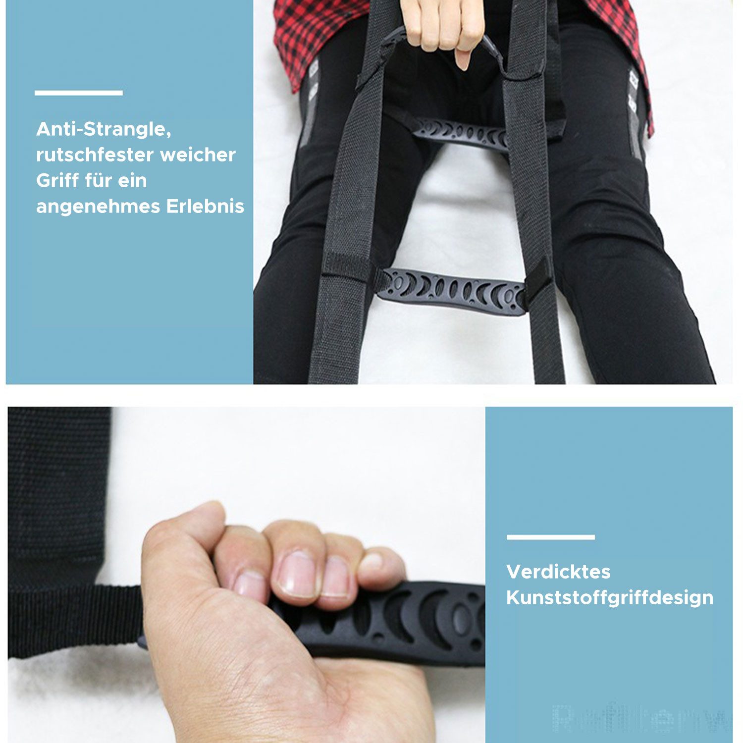 Refttenw Bett - Aufstehhilfe Bettleiter Verstellbar Strickleiter mit 6 Handgriffen 190 x 23cm, für ältere Menschen, Kranke