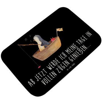Badematte Pinguin Angelboot - Schwarz - Geschenk, Duschteppich, verträumt, Bade Mr. & Mrs. Panda, Höhe 1 mm, 100% Polyester, rechteckig, Einzigartiges Design
