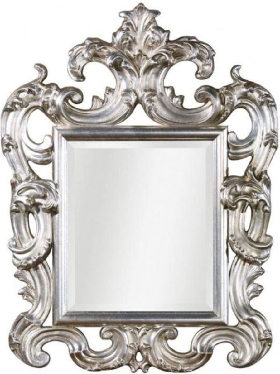 Casa Padrino Barockspiegel Luxus Barock Wandspiegel Silber 86 x 8 x H. 114 cm - Prunkvoller Antik Stil Spiegel mit wunderschönen Verzierungen - Luxus Qualität - Made in Italy