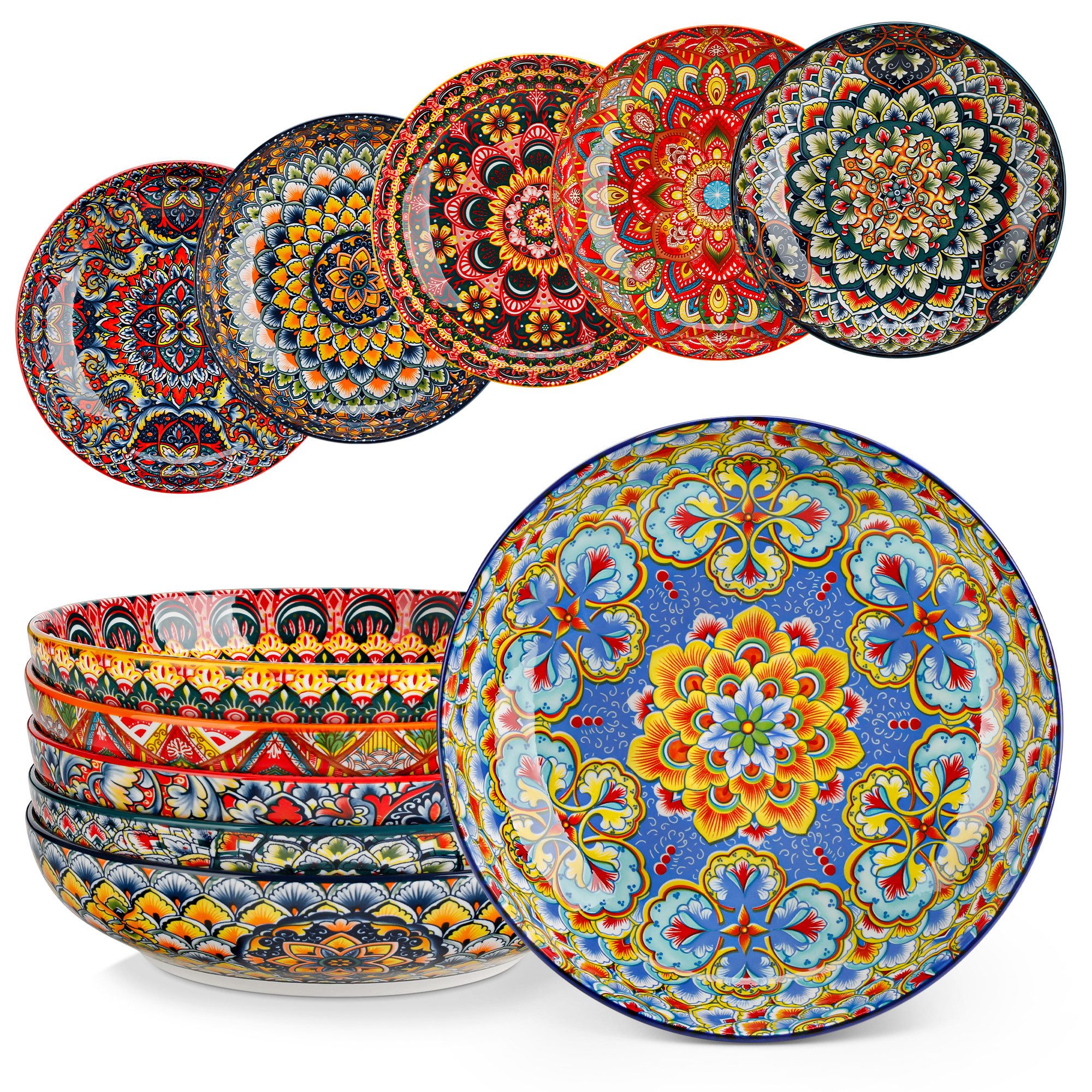 vancasso Pastateller 6tlg Pastateller für 6, LUMI Tiefteller, Porzellan, BOHO-Stil, (6 St)