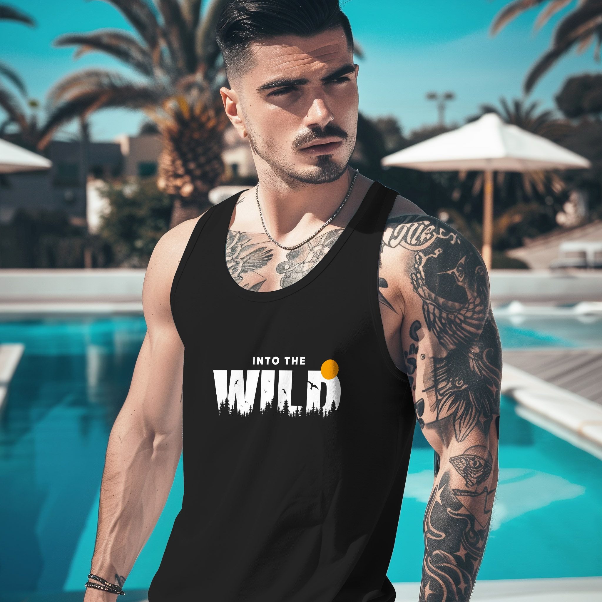 Neverless Tanktop Herren Tank-Top Brustprint Bedruckt Into the Wild Schriftzug Outdoor mit Print – Bild 3 von 5