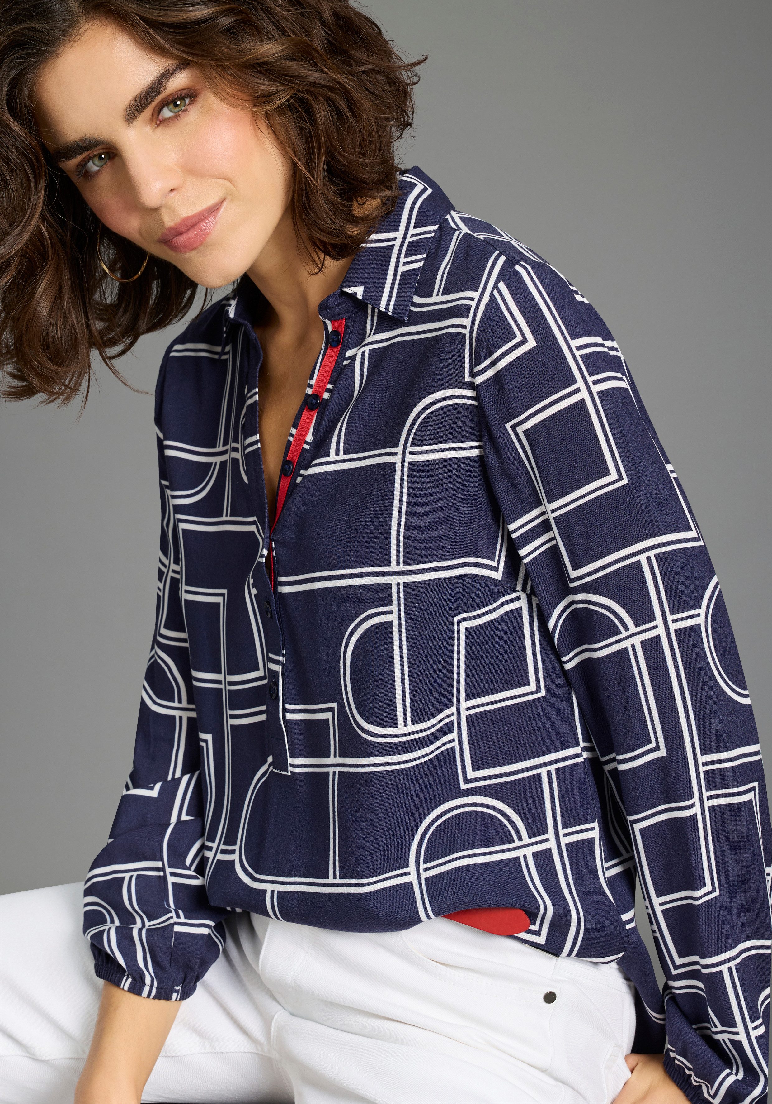 Laura Scott Longbluse mit Kontrasttape - NEUE KOLLEKTION