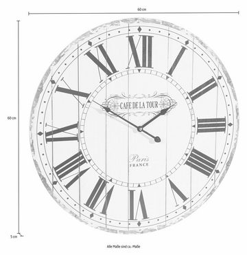 Home affaire Wanduhr "Cafe de la tour" (römische Ziffern, 60 cm)