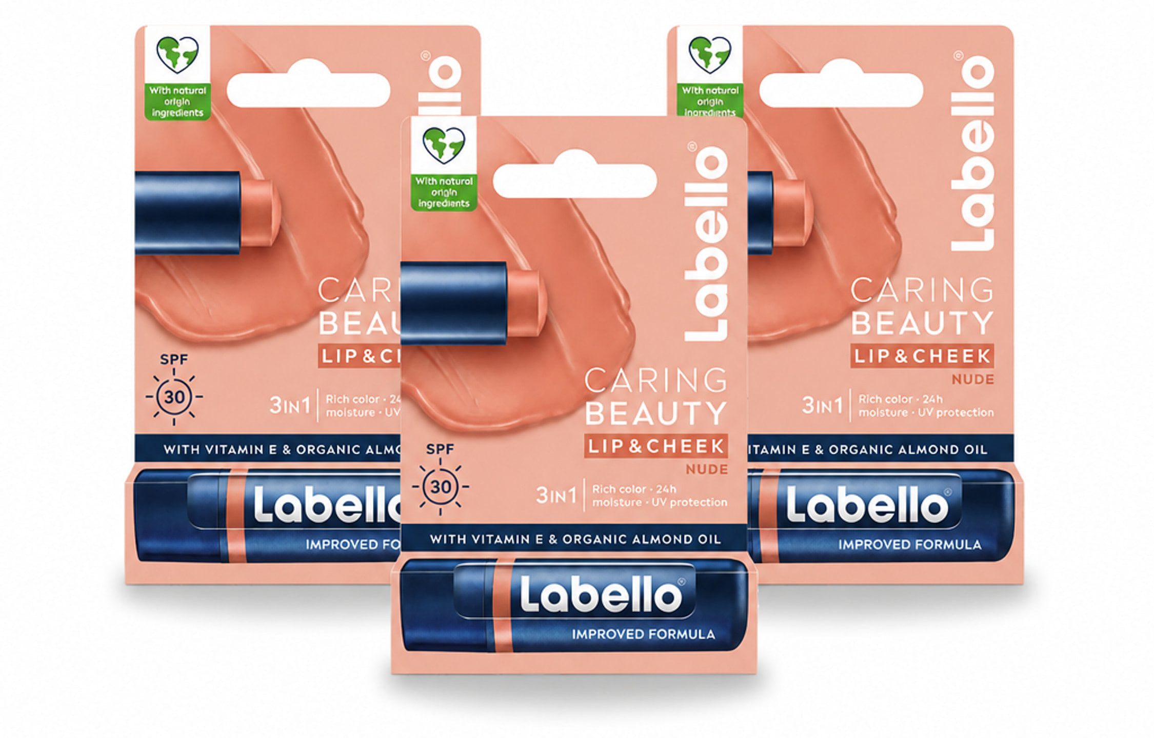 Labello Lippenbalsam Caring Beauty Red Lippenbalsam 5,5 ml - Vorteilspackung - 3 Stücke, 3-tlg.