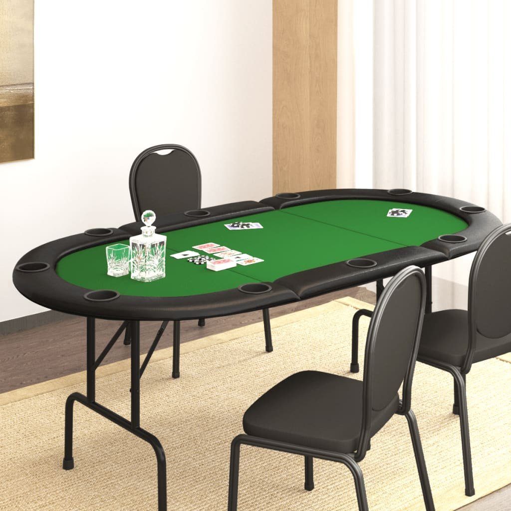 vidaXL Pokertisch 9-Spieler 3-Fach Klappbar Oval Grün Casino Poker