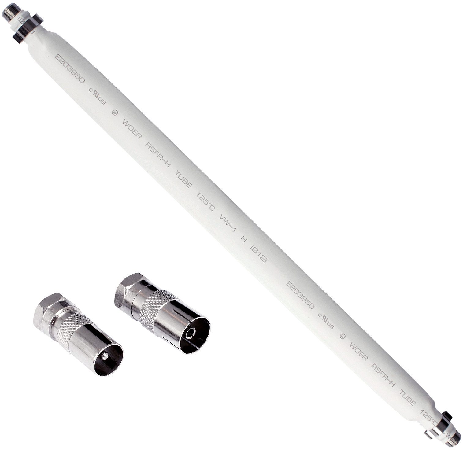 Poppstar SAT Fensterdurchführung SAT Kabel flach SAT-Kabel, (31.5 cm), 31,5cm Durchführung 2mm ultra-flach, Kupplungen 2x F-Stecker, weiß