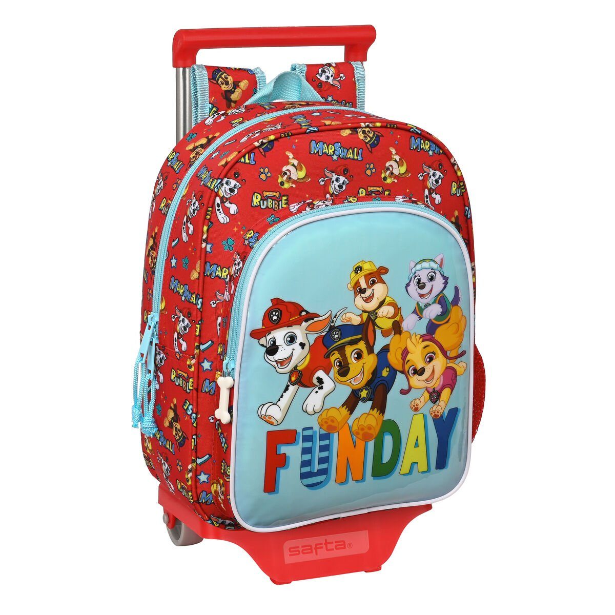 PAW PATROL Rucksack Kinder-Rucksack mit Rädern The Paw Patrol Funday Rot  Hellblau 26 x 34