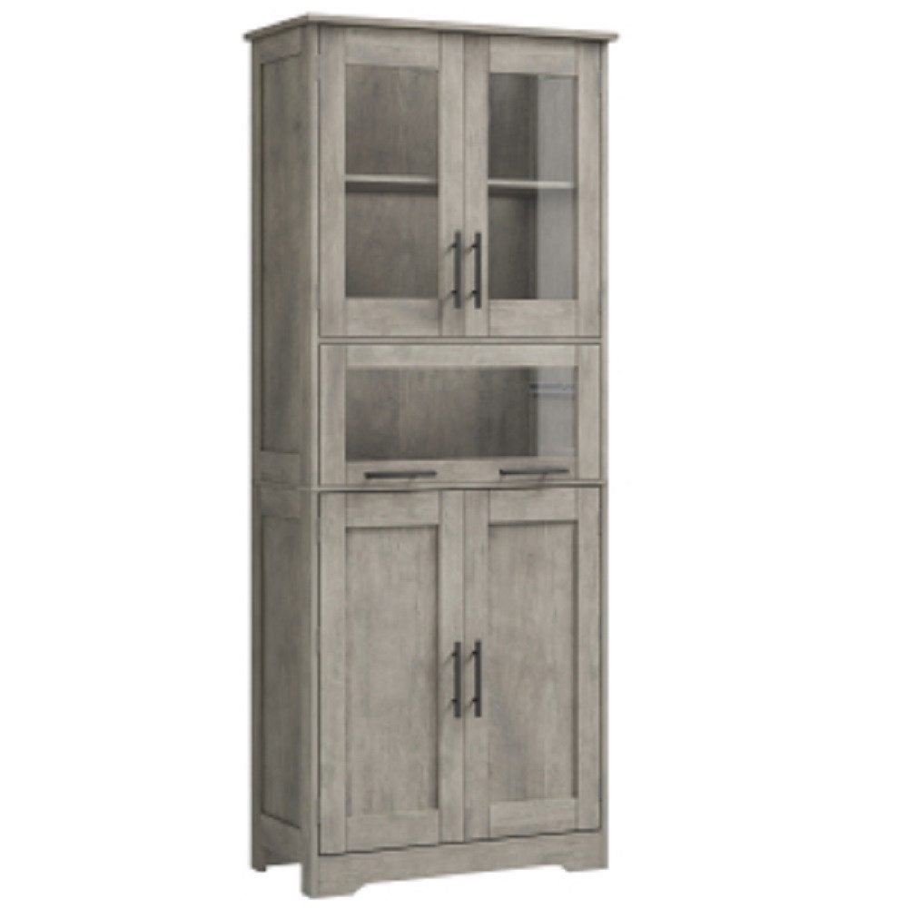GarveeMore Küchenbuffet mit 5 Türen & 2 verstellbaren Regalen,60x30x170cm Mehrzweckschrank,Küchenschränke,für Küche und Wohnzimmer