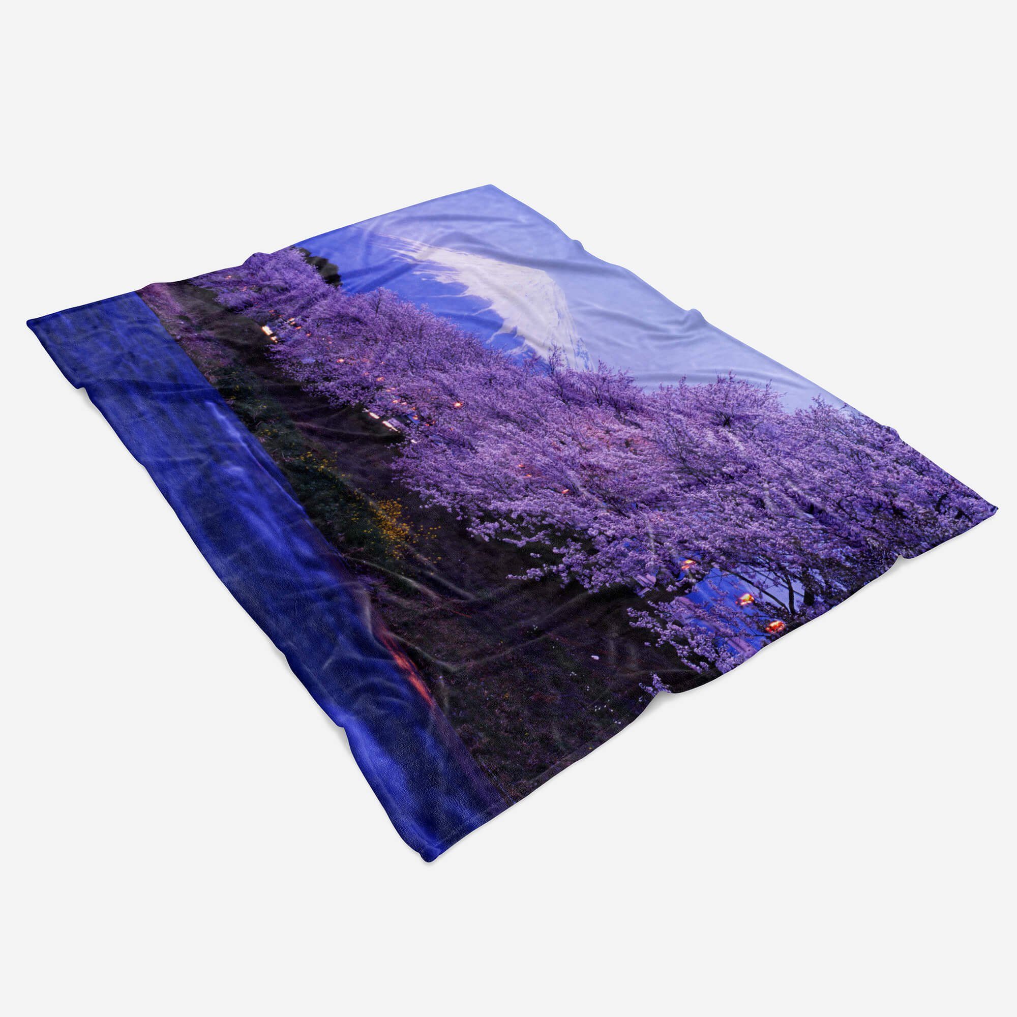 Saunatuch Handtuch Strandhandtuch Handtücher Kuscheldecke Sinus Art Baumwolle-Polyester-Mix (1-St), Handtuch Fuji Japan, mit Fotomotiv Vulkan