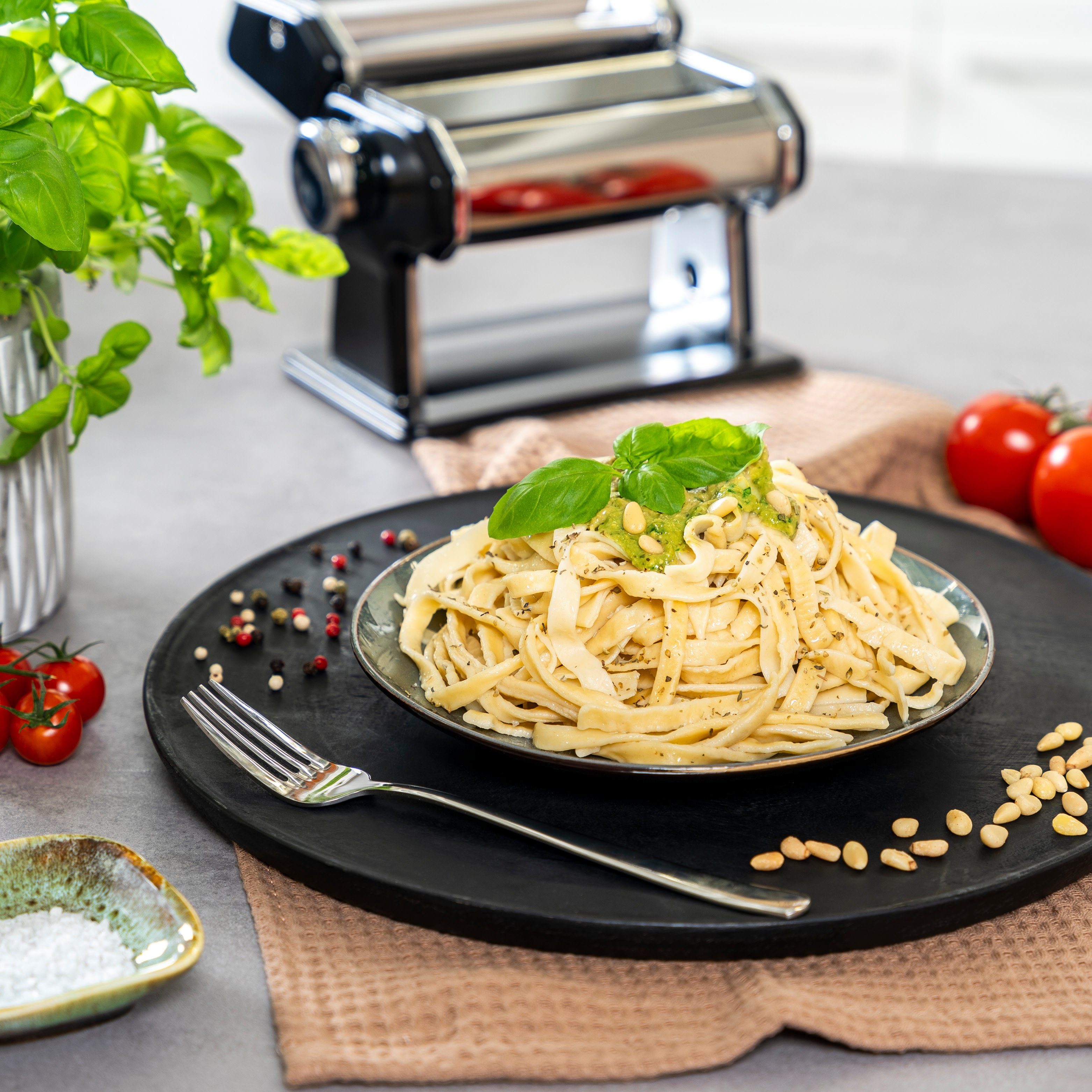 bremermann Nudeltrocker und Spaghetti, Set, als 7 Pasta Nudelmaschine inkl. Lasagne Edelstahl für Stufen,