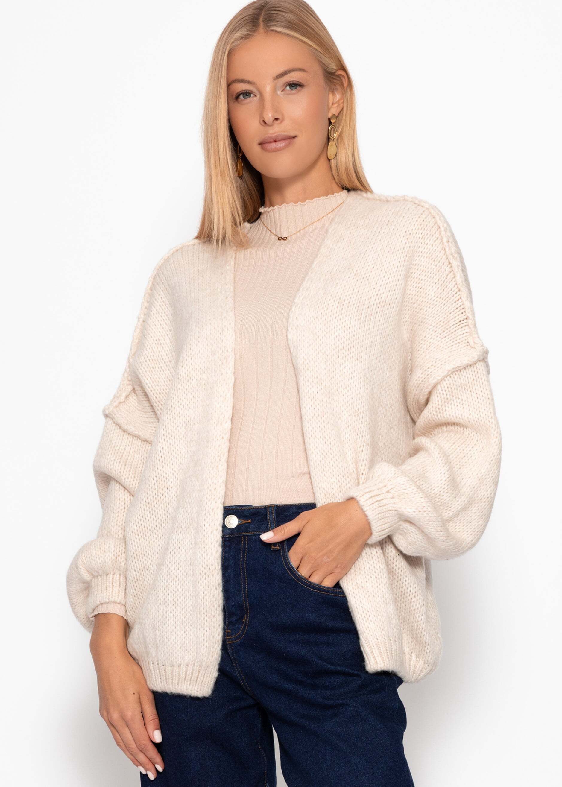 SASSYCLASSY Cardigan Lässiger Oversize Cardigan Damen mit Außennähten Offen günstig online kaufen