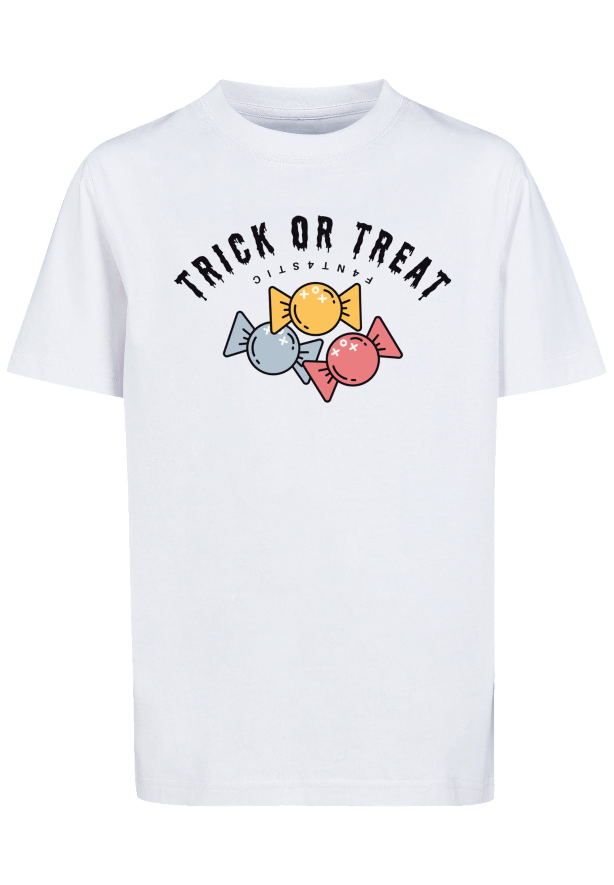 F4NT4STIC Print Halloween Or weiß T-Shirt Trick Treat