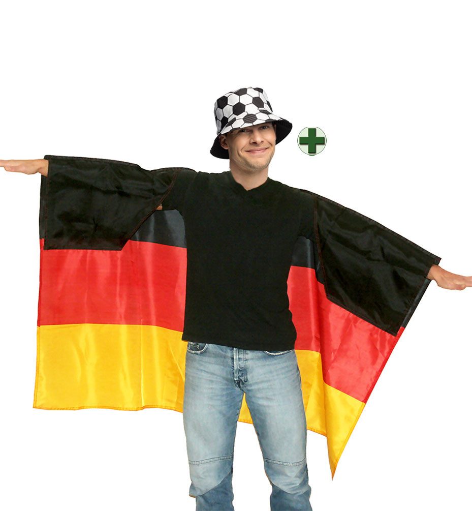 Karneval-Klamotten Kostüm Deutschland Fußball WM 2026 mit Fischerhut, Fan Item Weltmeisterschaft Party Germany Supporter Nationalmannschaft