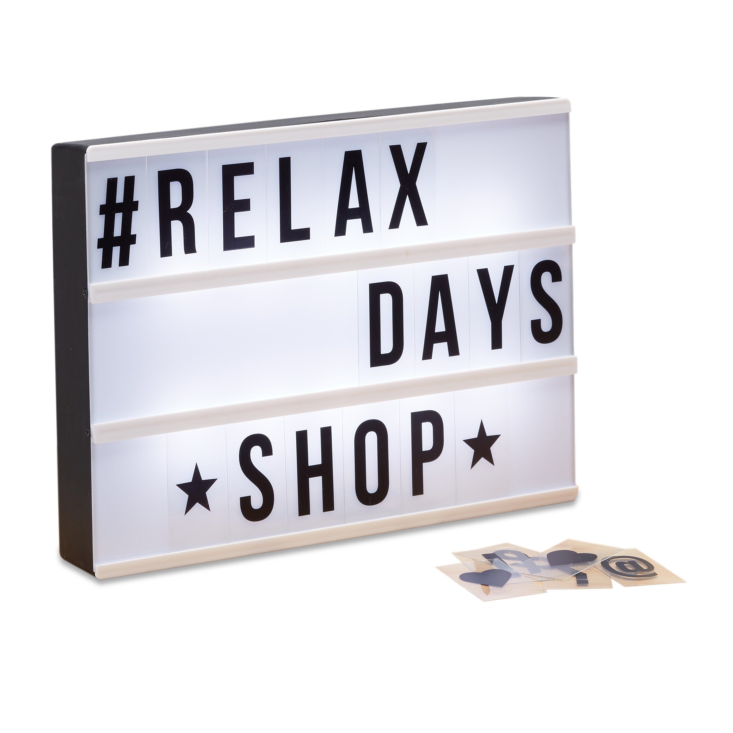 relaxdays LED Dekolicht Light Box mit 3 Zeilen | Leuchtfiguren