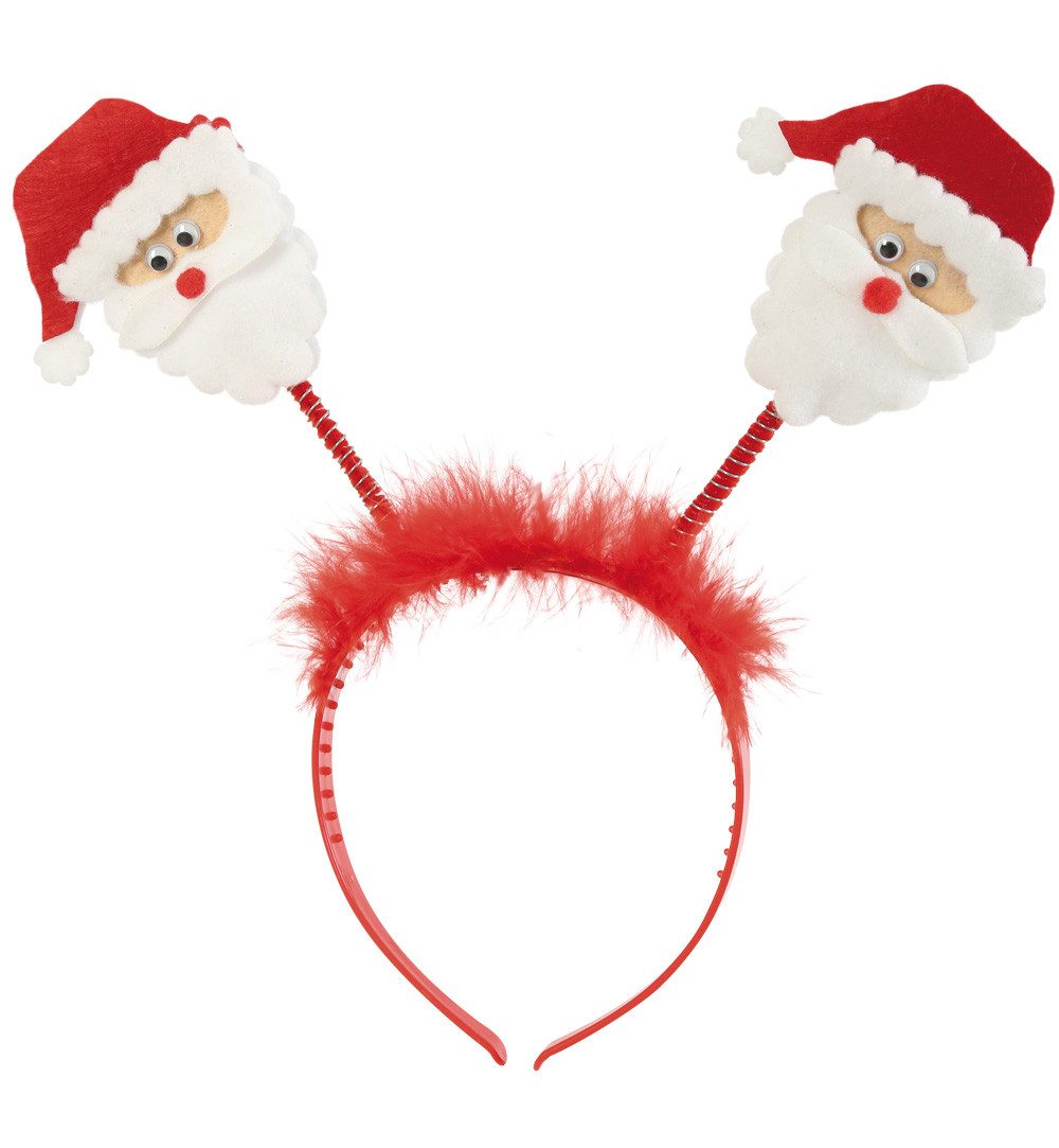 Kostüm Haarreif Wabbles Nikolaus Weihnachtsmann mit Federn und Nikolausmütze