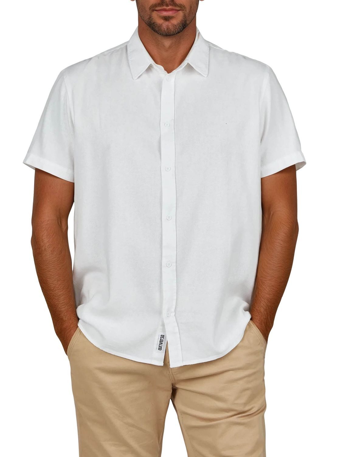riverso Kurzarmhemd Herren Leinen Hemd RIVEmilio Regular Fit (1-tlg)