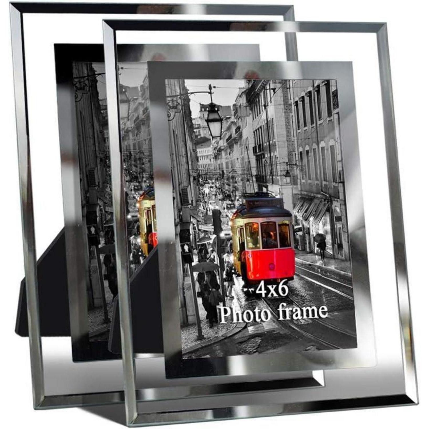 LuxusKollektion Bilderrahmen-Set Bilderrahmen 10x15cm 2er Set Glas Hochzeit Fotorahmen Geschenk