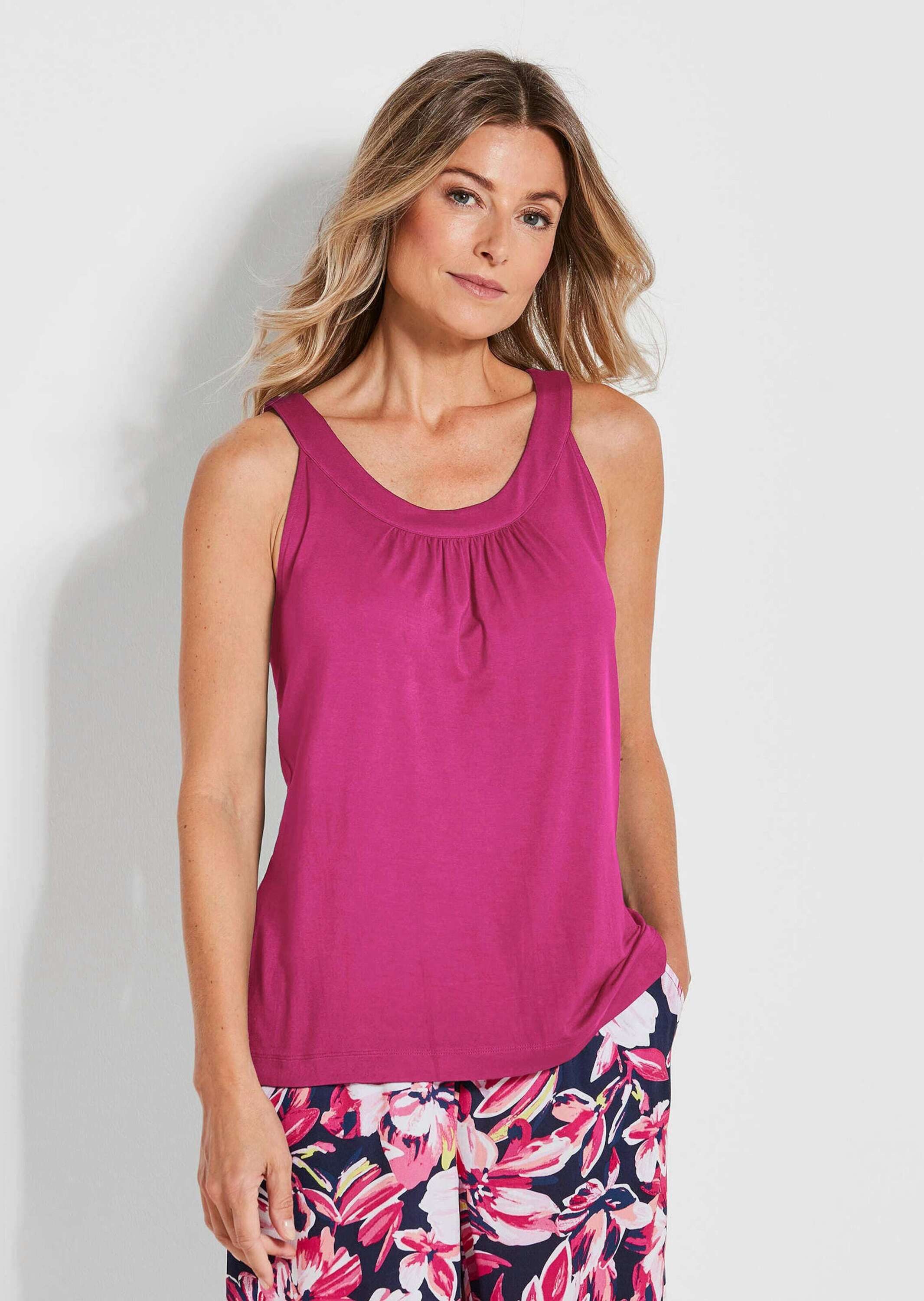 GOLDNER Shirttop Kurzgröße: Top figurnah, Jersey, Doppelpack Ärmelloses Oberteil mit Rundhals, Uni, Viskosemix. Reduzierter Preis € 44,99. Unverbindliche Preisempfehlung € 49,99