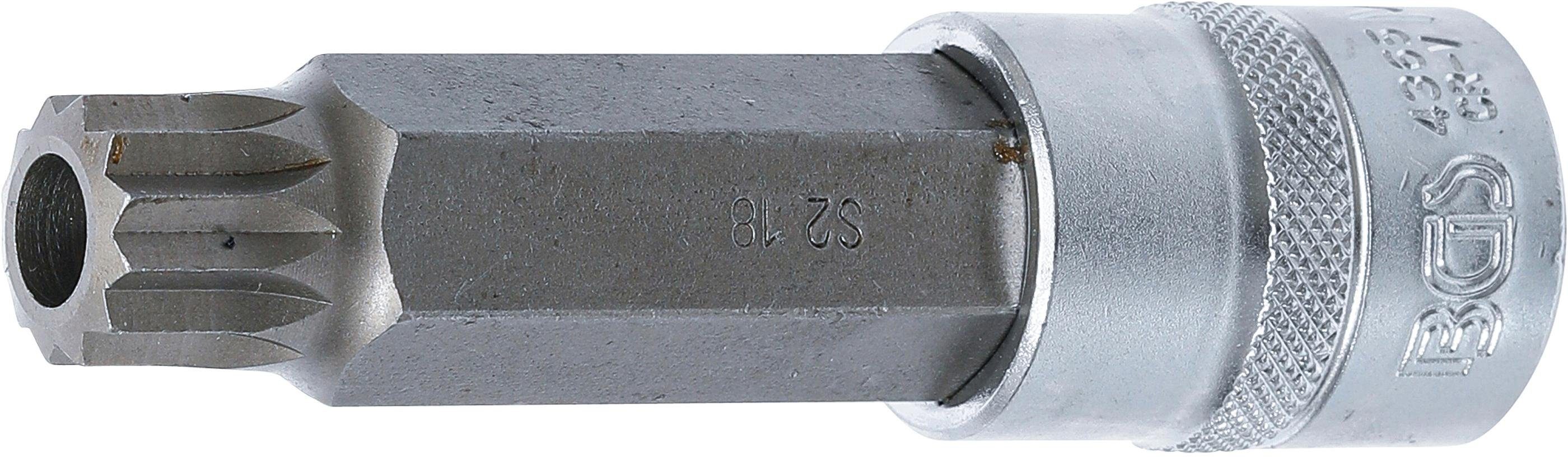 BGS technic Bit-Schraubendreher Bit-Einsatz, Länge 100 mm, Antrieb Innenvierkant 12,5 mm (1/2), Innenvielzahn (für XZN) mit Bohrung M18