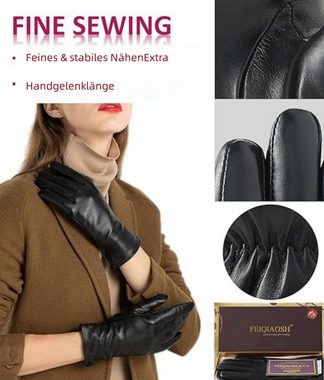 HEYHIPPO Lederhandschuhe Winter-Lederhandschuhe für Damen, (mit Kaschmir gefütterte Touchscreen-Handschuhe zum Schreiben von SMS) hochwertige Thermohandschuhe aus weichem Schaffell