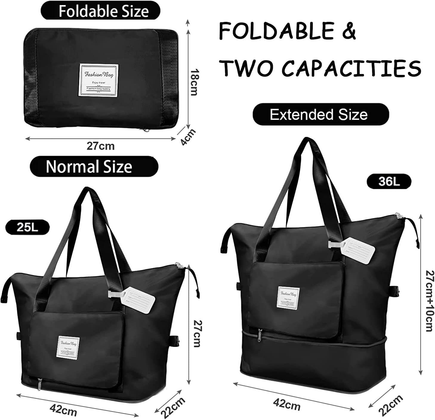 COOL-i ® Reisetasche, Faltbare Fitnesstasche,Sporttasche,Große Umhängetasche