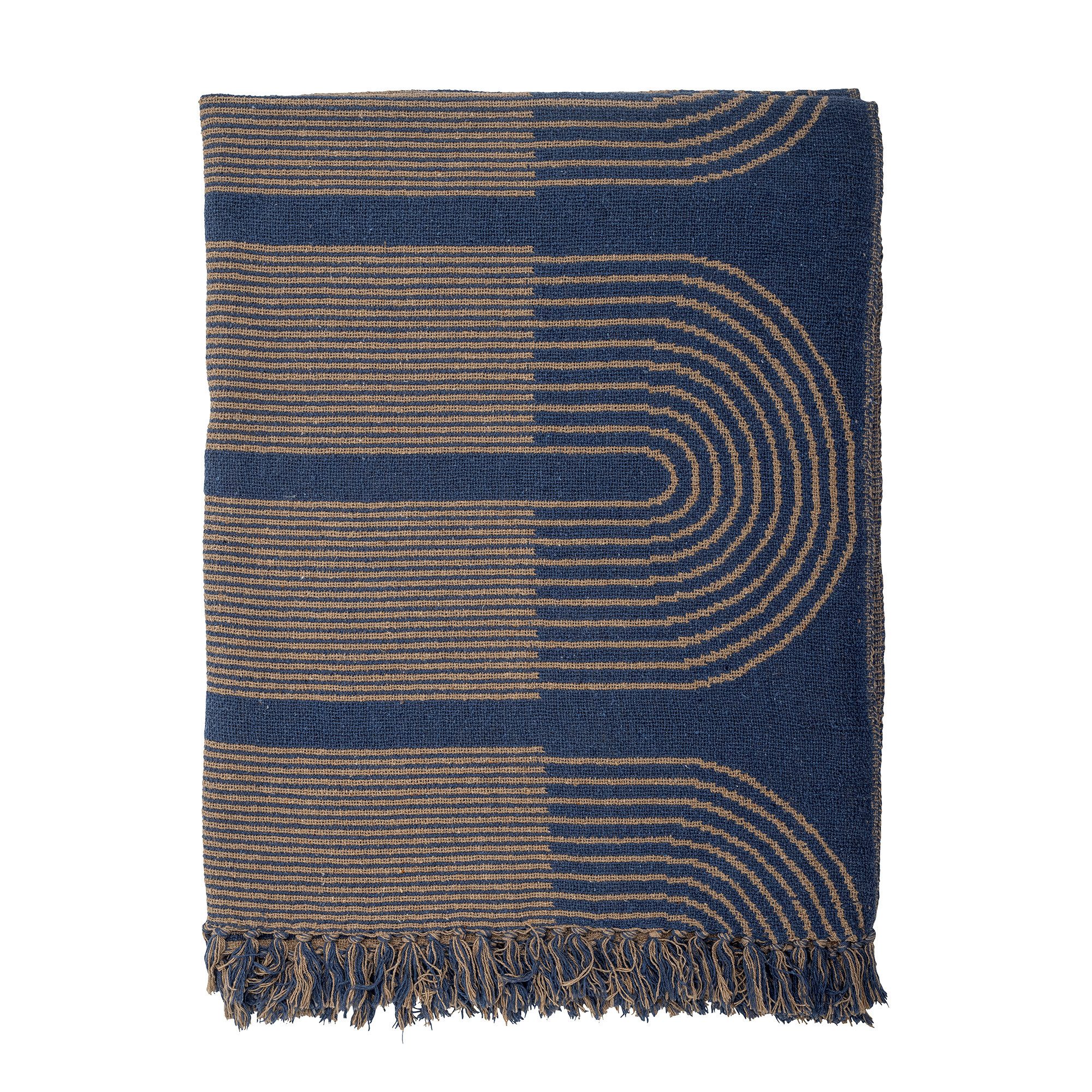 Plaid Bloomingville Decke Tiffanie 160x130cm recycelte Baumwolle Fransen, Bloomingville