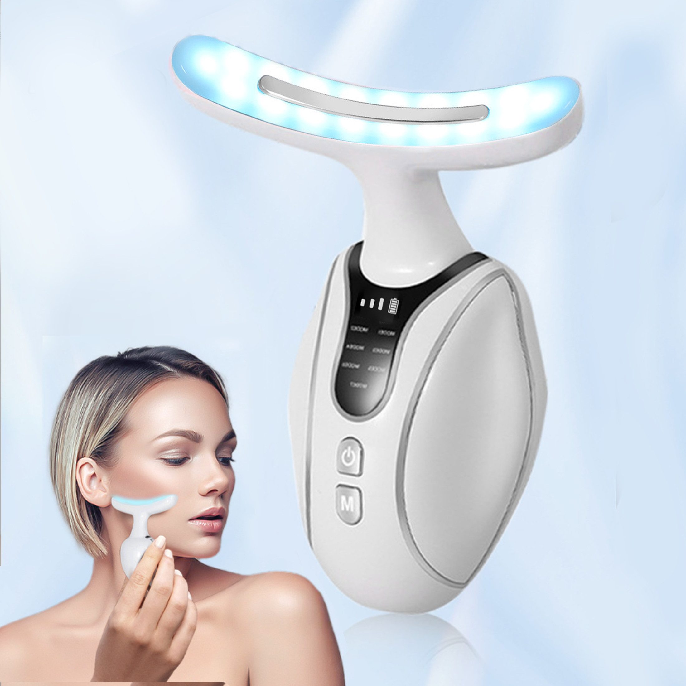 Gesichtsmassagegerät 3 Modi Elektrisches Gesichtspflegegerät mit 7 LED-Leuchten