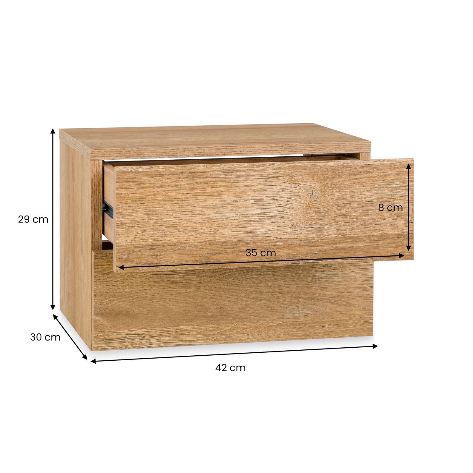 CARO-Möbel Nachtkommode ANNI, Hängender Nachttisch Wandregal mit zwei Schubladen Nachtkonsole. € 56,95