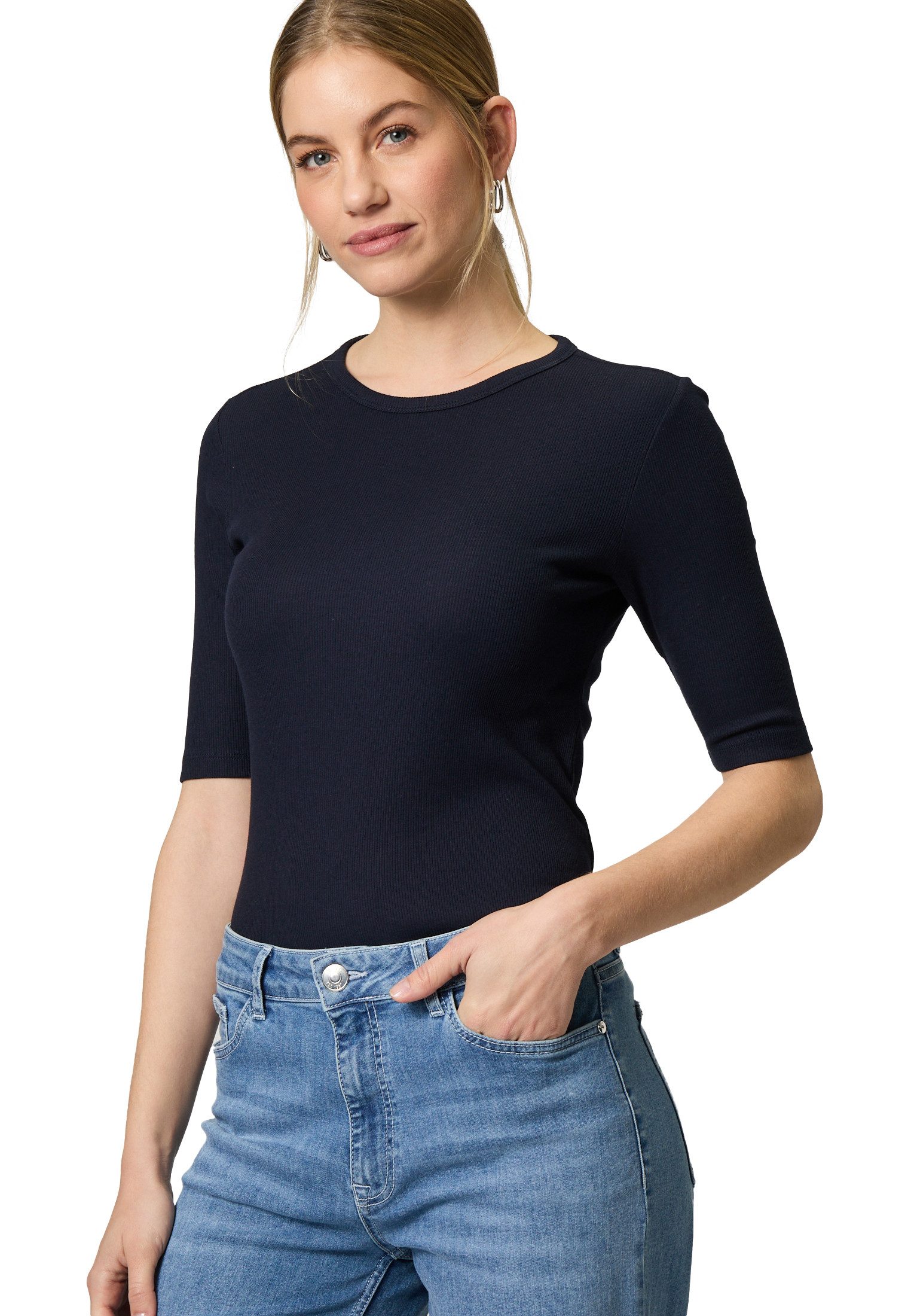 Kurzarmshirt zero Damen Basicshirt mit Rundhalsausschnitt