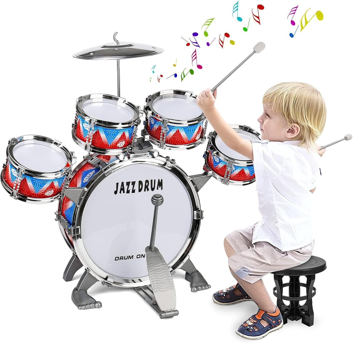 Kinderschlagzeug Kinderschlagzeug 5-teilig, Musikspielzeug für Jungen & Mädchen