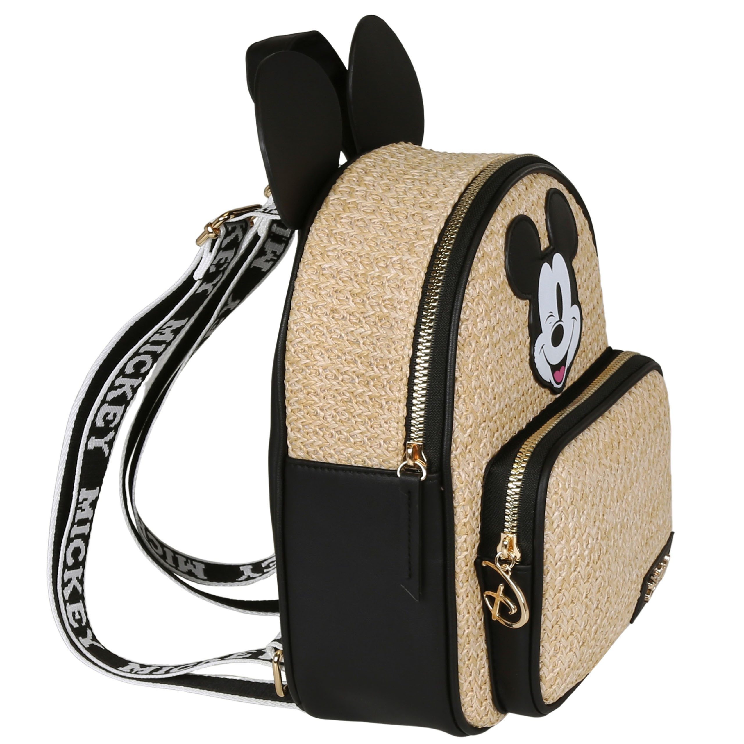 Disney Mickey Mouse Cityrucksack Disney Mickey Mouse Damenrucksack beige mit Ohren, geflochten – Bild 4 von 5