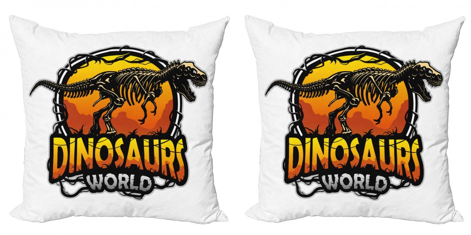 Dino (2 Scary Accent Kissenbezüge Stück), Welt Dinosaurier Beast Modern Abakuhaus Doppelseitiger Digitaldruck,
