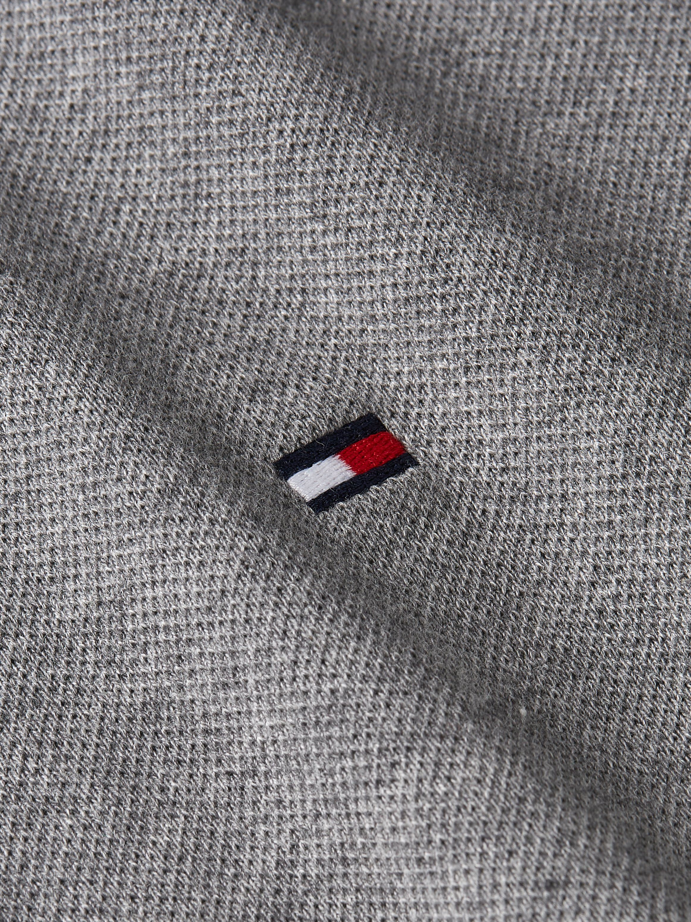 Tommy Hilfiger Poloshirt 1985 Kragen meliert am POLO innen Hilfiger hellgrau REGULAR Kontraststreifen mit Tommy