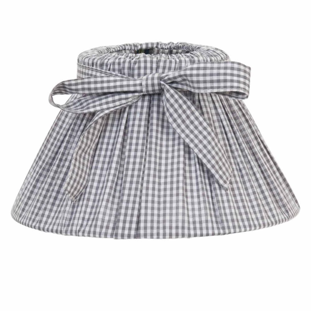 Clayre & Eef Lampenschirm Lampenschirm KARO grau weiß kariert mit Schleife im Landhausstil Karom