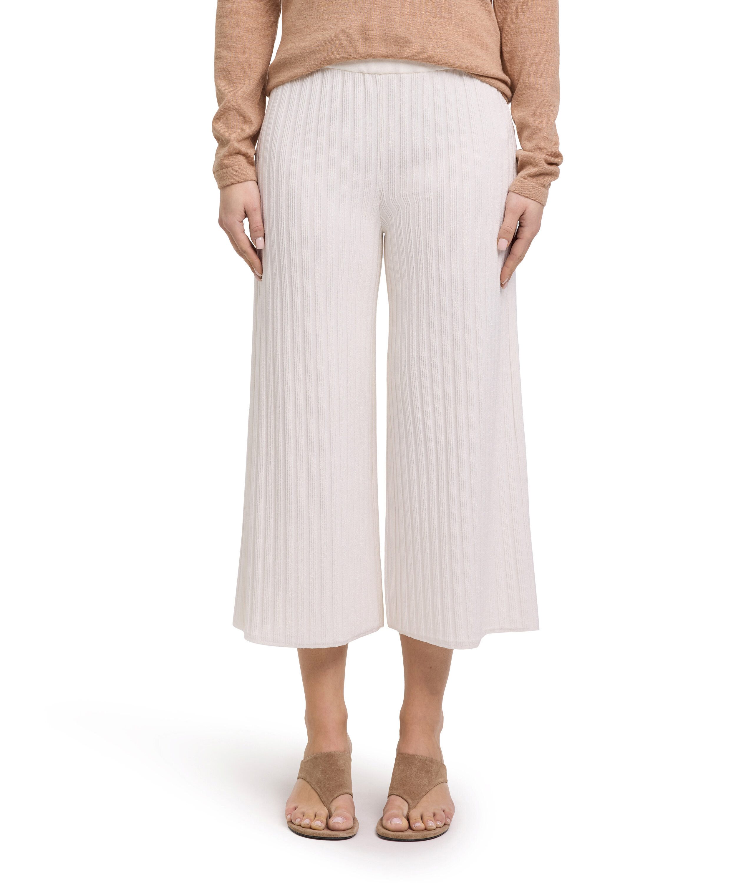 Strickhose Hose Gerippte Culotte mit weitem Bein