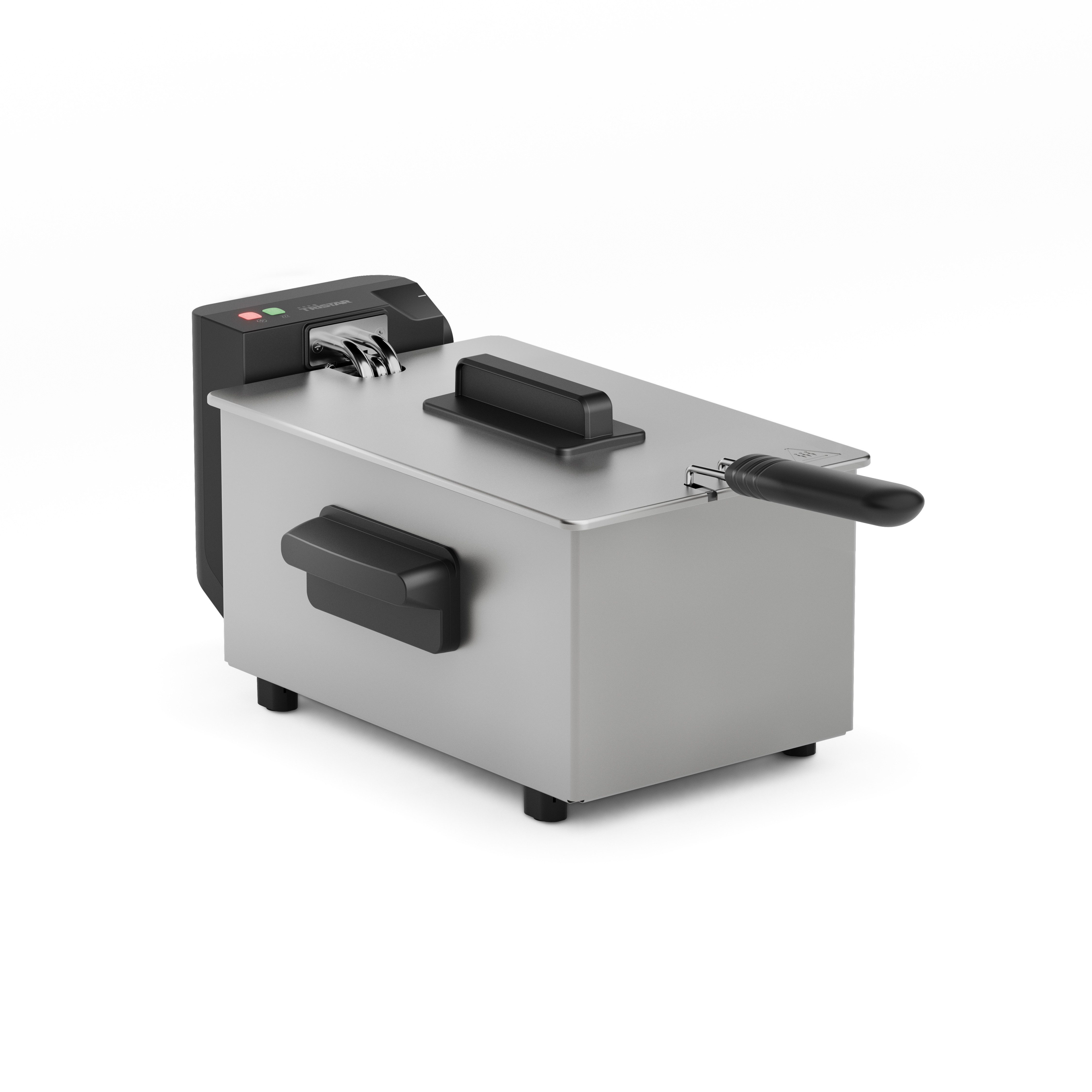 Tristar Fritteuse FR-9334, 2000 W, 3 L, 2000 W, 190 °C, Kühle Zone, spülmaschinenfest, klappbarer Griff