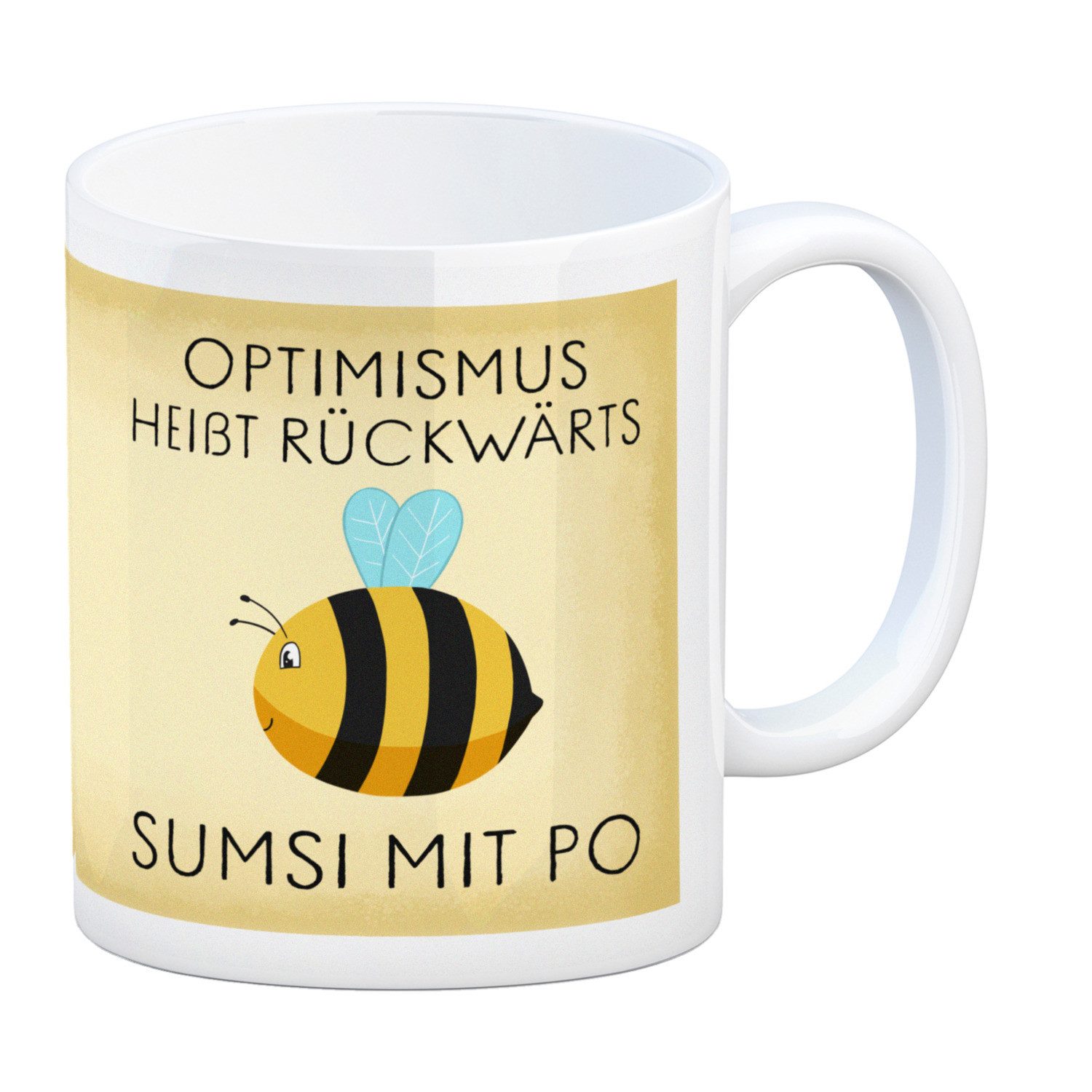 Tasse Optimismus heißt rückwärts Sumsi mit Po Biene Kaffeebecher mit Spruch
