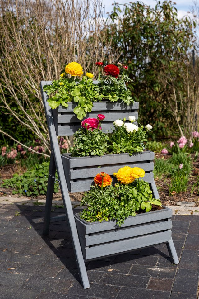 Thumbnail - DSH DEKO SHOP HANNUSCH Blumenkasten Blumentreppe, Blumenleiter, Pflanztreppe, Pflanzleiter aus Holz