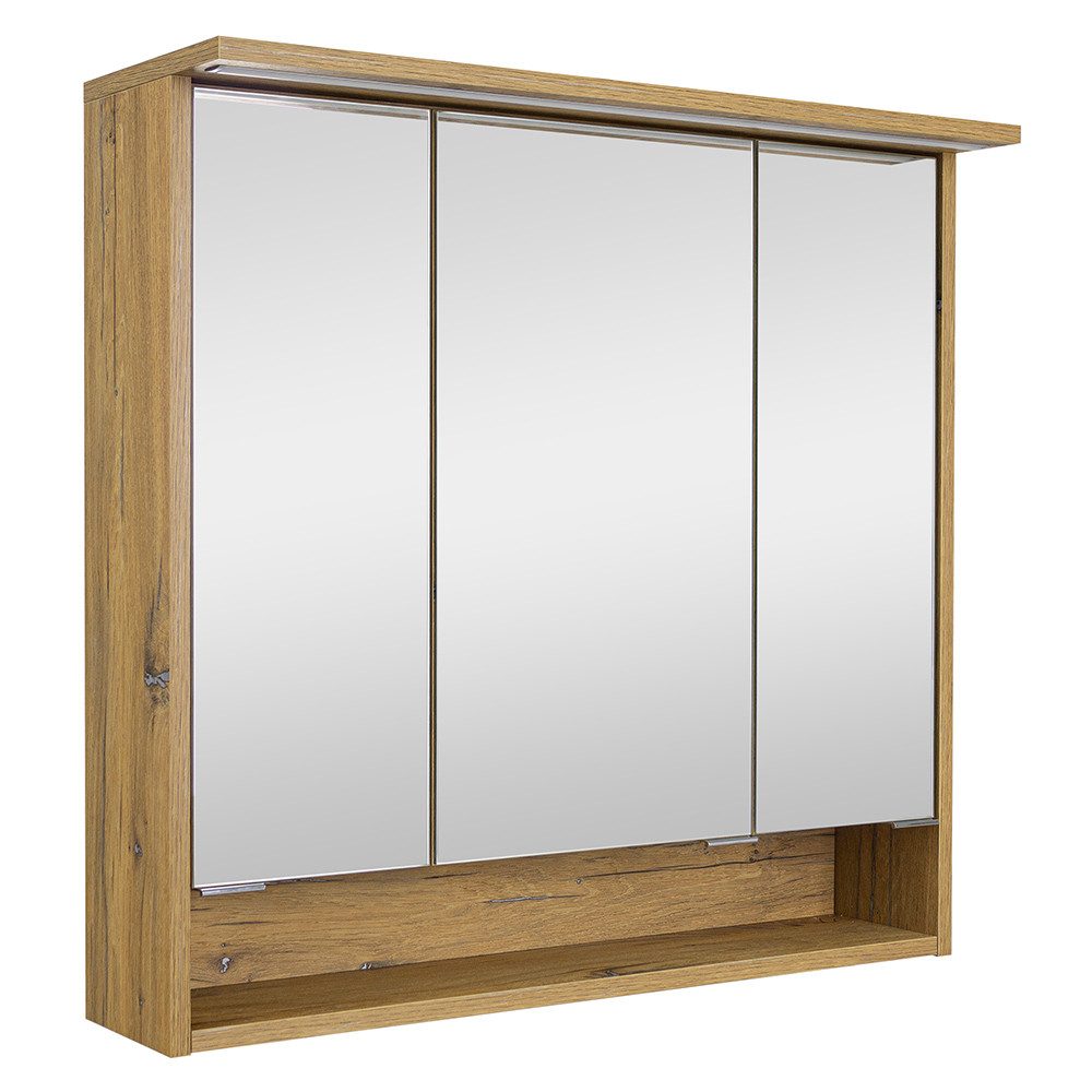 Lomadox Spiegelschrank MILAZZO-147 Eiche Badschrank LED günstig online kaufen