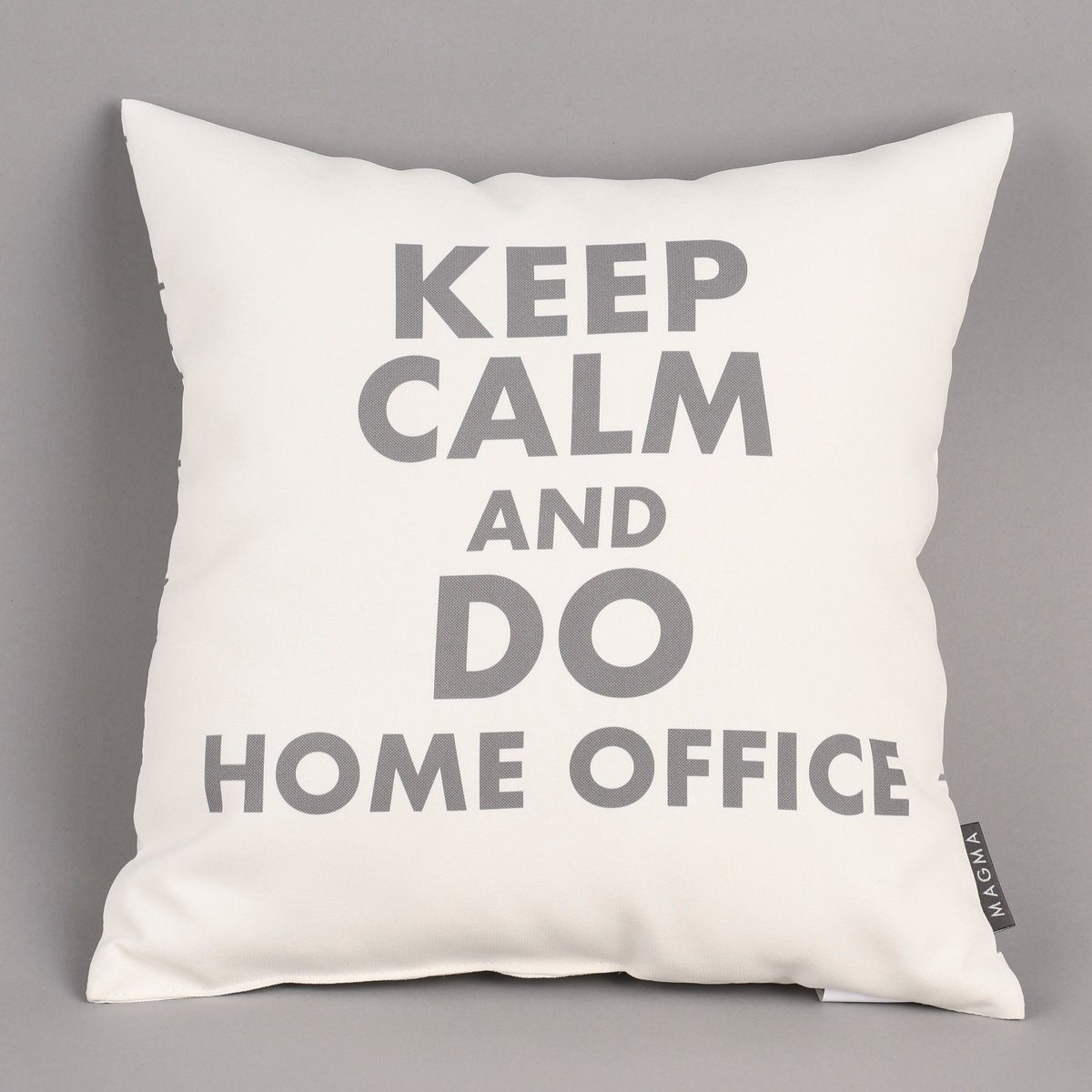 Magma Heimtex Dekokissen Magma Deko Kissen mit Aufschrift KEEP CALM weiß grau 40x40cm