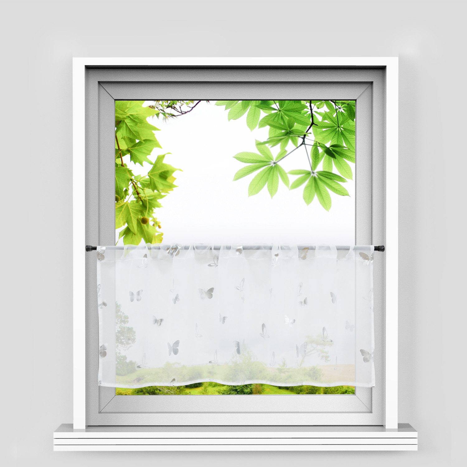 Joyswahl Scheibengardine (1 St), Stangendurchzug, transparent, Foliendruck, günstig online kaufen