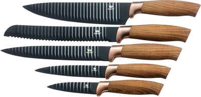 KING Messer-Set Essential (Set, 5-tlg., 5x Messer 20cm, 20cm, 12.5cm 20cm, 8.5cm), Wellenschliff, Griffe in Holzoptik, im Geschenk-Etui