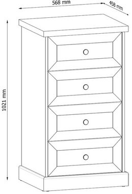 Feldmann-Wohnen Schubkastenkommode Boston (1 St), 56,8cm Pinie skandinavisch weiß eiche lefkas Landhaus-Stil